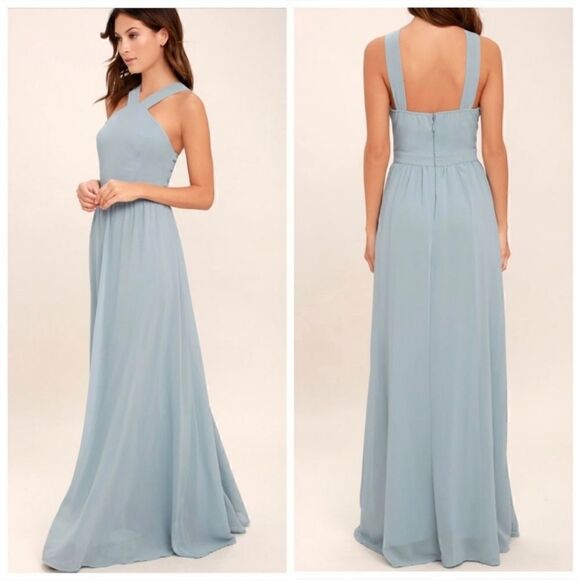 Lulu's Air of Romance Blue Maxi Dress S - Picture 1 of 11